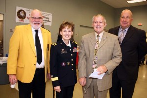 2015 Veterans Day. Ch Jim Erixson, MG Karen LeDoux, USAR, MCee Larry Smith (CRC) and JD Litton (CRC)